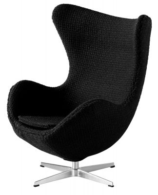 Schwarzer Egg Chair Miniatur von Fritz Hansen, Designklassiker für Puppenhaus oder Sammler, Stoffbezug.